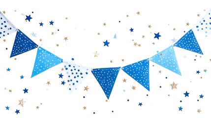 Fototapeta premium Festive Blue and Gold Party Decoration with Stars and Dots