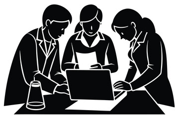 Group Research and Study Session with Students Vector

