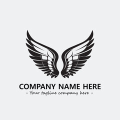 Wing illustration black and white for logo company vector image
