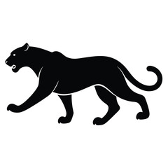 Black Panther Silhouette Illustration Wildcat Animal Walking Stance Vector Graphic Isolated.