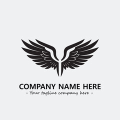 Wing illustration black and white for logo company vector image
