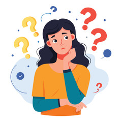 girl thinking vector illustration