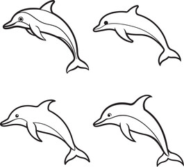 Fototapeta premium Dolphin and sea fish vector icon 