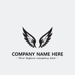 Wing illustration black and white for logo company vector image
