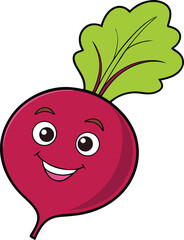Cute Cartoon Beetroot with a Happy Smile Face

