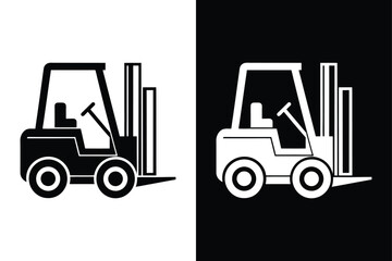 Forklift Truck Vector Illustration. Flat Long Shadow Icons for Logistics and Industrial Design