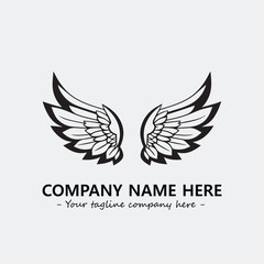 Wing illustration black and white for logo company vector image
