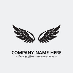 Wing illustration black and white for logo company vector image
