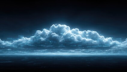 Glowing Pixelated City Clouds at Night