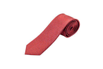 Red tie isolated on transparent background with elegant striped pattern