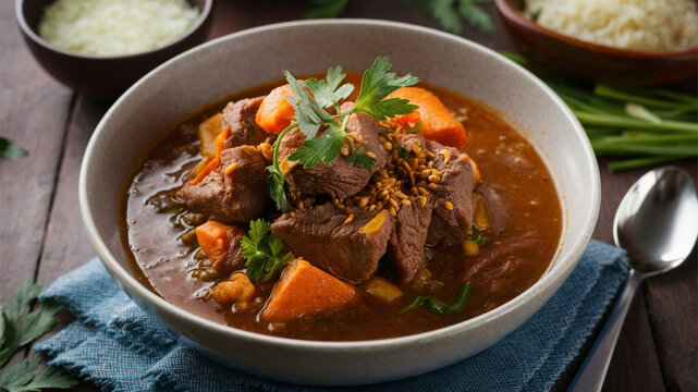 Cumin and Coriander Beef Stew: Aromatic beef stew spiced with warm cumin and fragrant coriander.