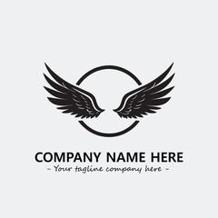 Wing illustration black and white for logo company vector image
