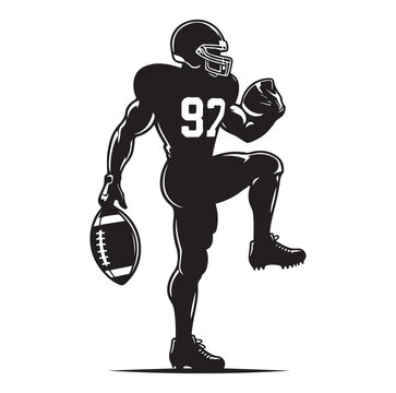 recommend clip art: American football players in silhouettes vector illustration.