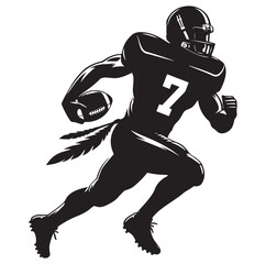 American football players in silhouettes vector illustration.
