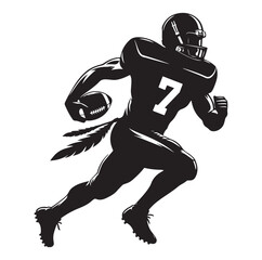 American football players in silhouettes vector illustration.