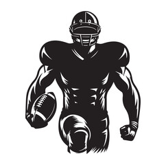 American football players in silhouettes vector illustration.