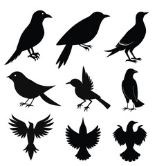 Obraz premium Set of bird silhouette art illustration.