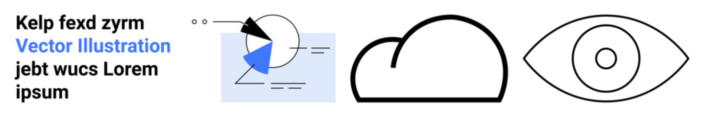 Abstract geometric chart, cloud, and eye with text. Ideal for data analytics, cloud computing, vision, creativity, technology, digital marketing simple landing page