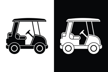 Fototapeta premium Golf Car Icon Vectors in Black and White. Perfect for Logos, Apps, and Print