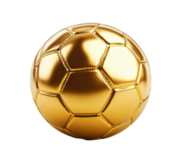 Golden soccer ball on transparent background, golden soccer ball png