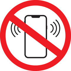 Silent mobile phone icon in generic design. Cellphone with prohibition sign symbol