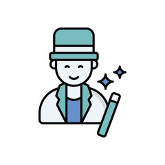 Magician  icon isolated on a white background. Vector illustration.