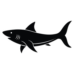 Shark Vector Graphic Swimming Silhouette Marine Animal Illustration Predator Dangerous Sea Creature.