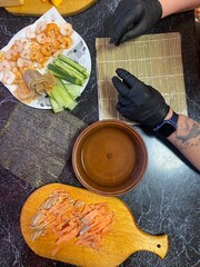 Sushi Rolls in the Making: Fresh and Tasty