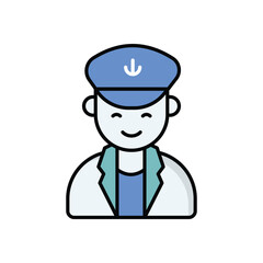 Captain  icon isolated on a white background. Vector illustration.