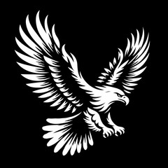 Obraz premium Flying Eagle Illustration in Black and White Style 