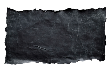 Textured Black Torn Paper on transparent background, black old paper png, torn paper png