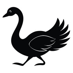 Fototapeta premium Elegant Black Swan Walking Silhouette Design Bird Wildlife Illustration Simple Graphic.