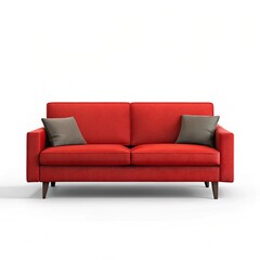 Brown and blue, fabric and leather sofa isolated on white. Modern soft couch white background vector illustration	