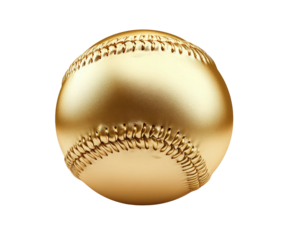 A golden baseball on transparent background, perfect for sports-themed designs. Baseball png, godlen baseball png.