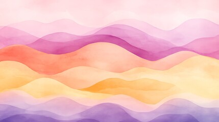 Fototapeta premium Pastel Mountains Watercolor Landscape.