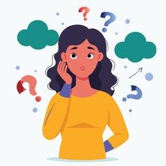 girl thinking vector illustration