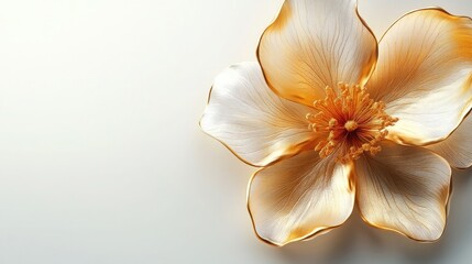 Vivid Orange and White Dahlia in Close-Up: Intricate Petal Layers and Textured Center on White Background