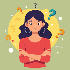 girl thinking vector illustration