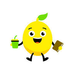 Office Worker Lemon with coffee and file in hand Vector illustration

