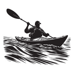kayak icon silhouette vector illustration on a white background. 