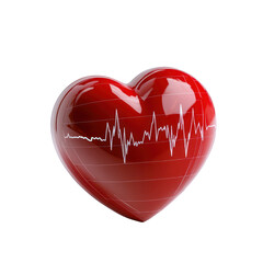 A vibrant red heart symbolizing love and vitality isolated against a transparent background.