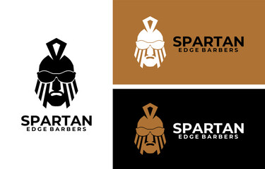 Spartan Warrior barber shop vector logo design