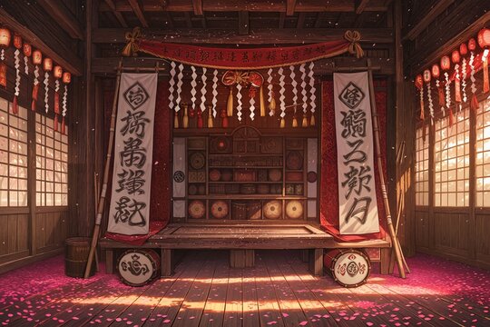 三社祭の太鼓と桜