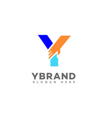 Y Brand Logo Creative Hands Unity Teamwork Letter Y Design