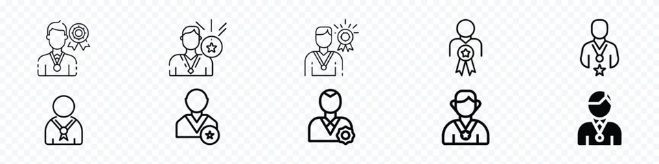 Experience Icon – Person with a Medal Symbolizing Expertise, Achievement and Professional Excellence