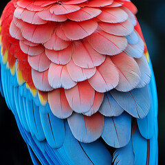 Fototapeta premium A close-up of a brightly colored parrot’s feathers, detailed and sharp