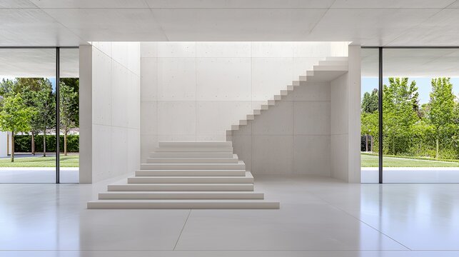 Modern concrete staircase in a contemporary home