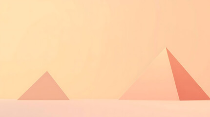 Minimal Abstract Landscape with Geometric Pyramids in Warm Pastel Tones, 3D Illustration, Modern Desert Scene for Background, Presentation, Branding, or Creative Design Projects