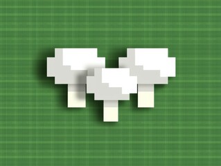 Obraz premium Pixelated Mushrooms On Green Background A Retro Gaming Aesthetic For Graphic Design