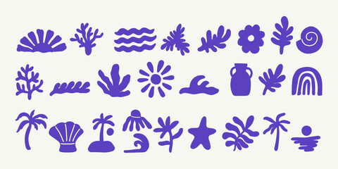 Set of symmer, sea, beach abstract shapes collection. © lana_art